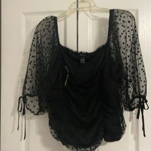 Cropped sheer heart top